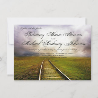 Railroad Path in Field Country Wedding Invitations