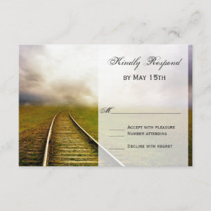 Railroad Path in Field Country Wedding RSVP Cards