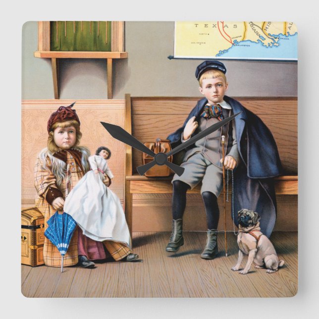 RAILROAD POSTER, 1898 SQUARE WALL CLOCK (Front)