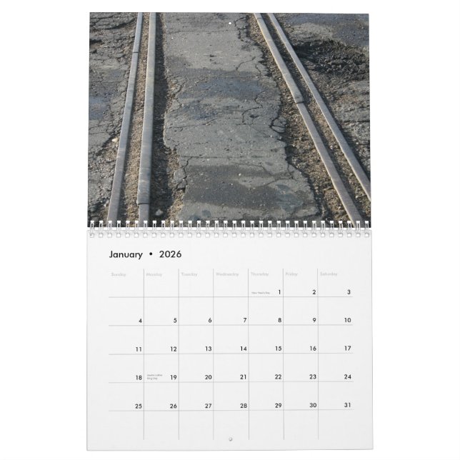 Railroad Tracks Calendar (Jan 2026)