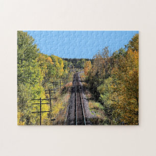 Railroad Tracks Fall Scene Large Photo Puzzle