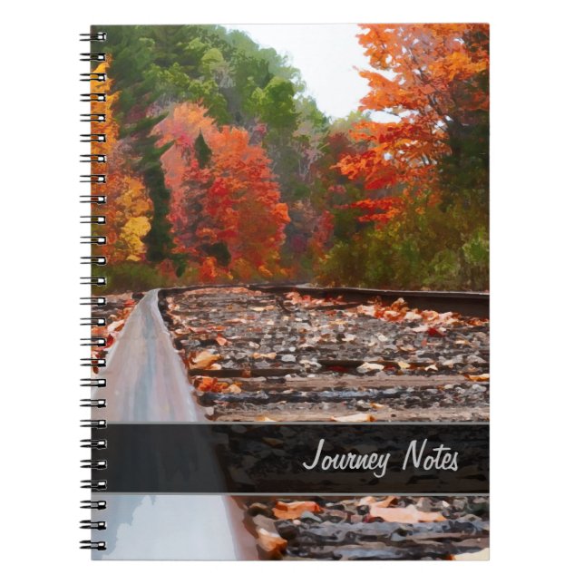 Railroad Tracks in Autumn Custom Travel Journal (Front)