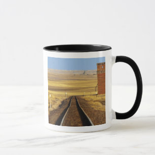 Railroad tracks lead to old granary at Collins Mug