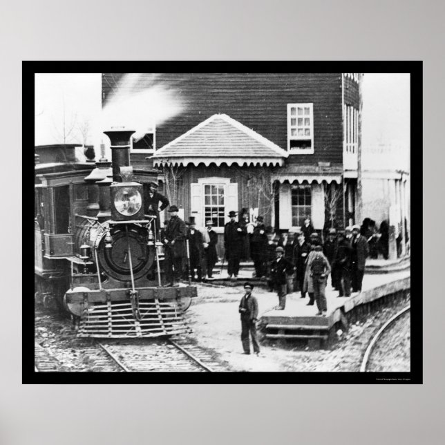 Railroad Train Crowd at Hanover Junction, PA 1863 Poster (Front)