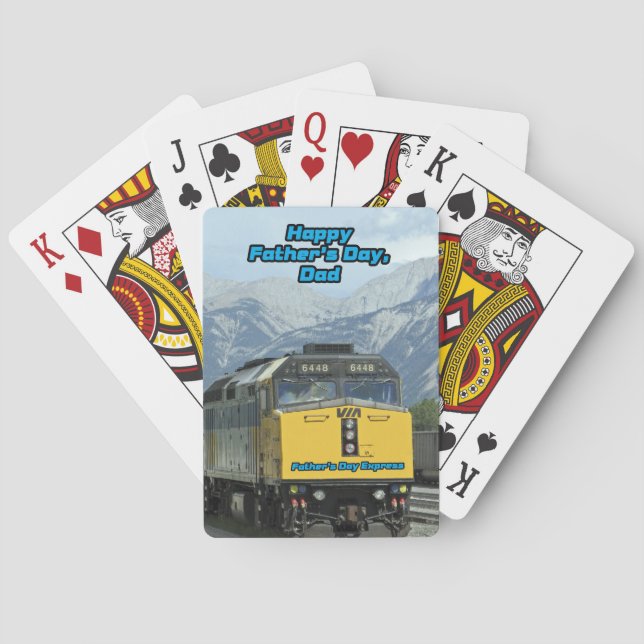 Railroad Train Engine Happy Father's Day Dad  Playing Cards (Back)