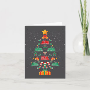 Railroad Train Locomotive Old Train Christmas Tree Card
