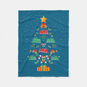 Railroad Train Locomotive Old Train Christmas Tree Fleece Blanket