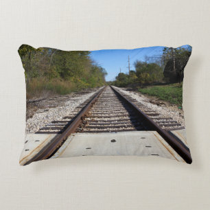 Railroad Train Tracks Photo Decorative Cushion