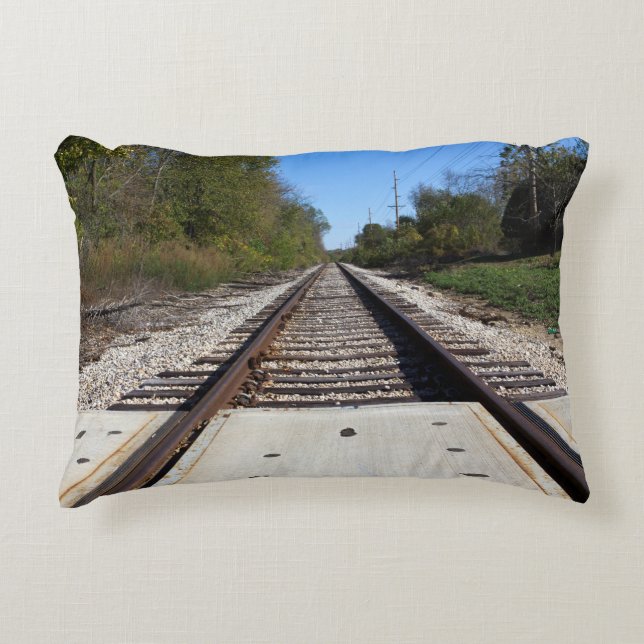 Railroad Train Tracks Photo Decorative Cushion (Front)