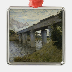 Railway Bridge at Argenteuil (Railroad) (by Monet) Metal Tree Decoration