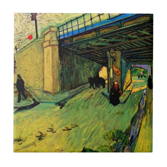 Railway Bridge over Montmajour by Vincent van Gogh Tile (Front)