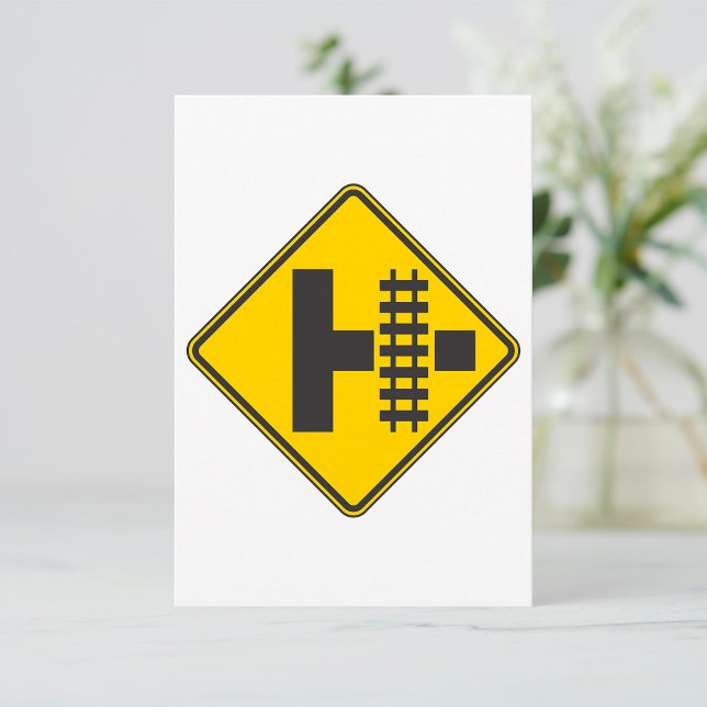 Railway Crossing Ahead Road Sign Invitation (Creator Uploaded)