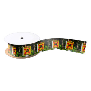 Railway crossing sign satin ribbon