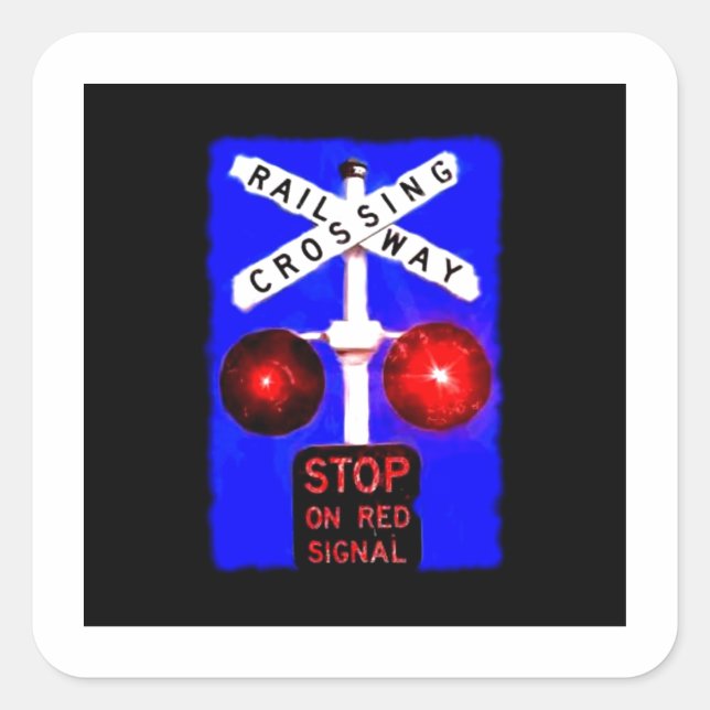 Railway Crossing Signal Square Sticker (Front)
