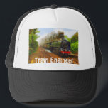 Railway Enthusiast Steam Train Engineer Hat Series<br><div class="desc">Designed for Drivers,  Train-lovers,  and those who dream of driving Passenger and Freight Locomotives and rolling down the nation's rail lines in a thundering great engine! Text can be changed in front.</div>