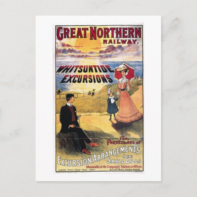 Railway Excursion, UK, Great Britain, Vintage Postcard (Front)