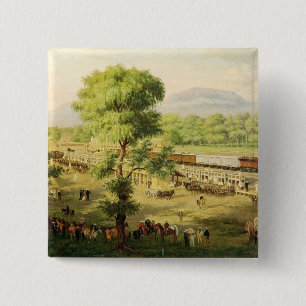 Railway in the Valley of Mexico, 1869 15 Cm Square Badge