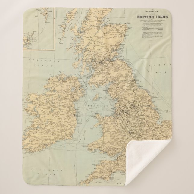 Railway map, British Isles Sherpa Blanket (Front)