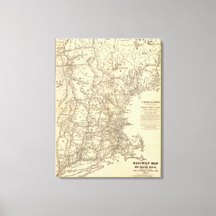Railway map New England States Canvas Print