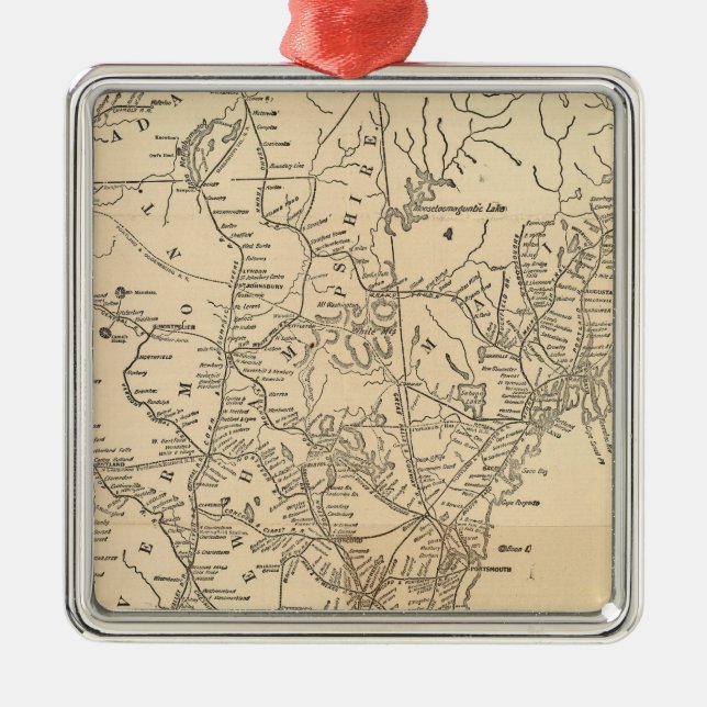 Railway map New England States Metal Tree Decoration (Front)