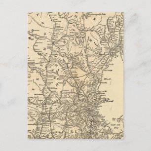 Railway map New England States Postcard