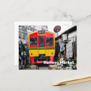 Railway Market Mae Klong Vintage Thailand Retro Holiday Postcard