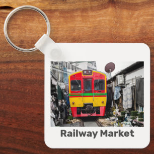 Railway Market Mae Klong Vintage Thailand Retro Key Ring