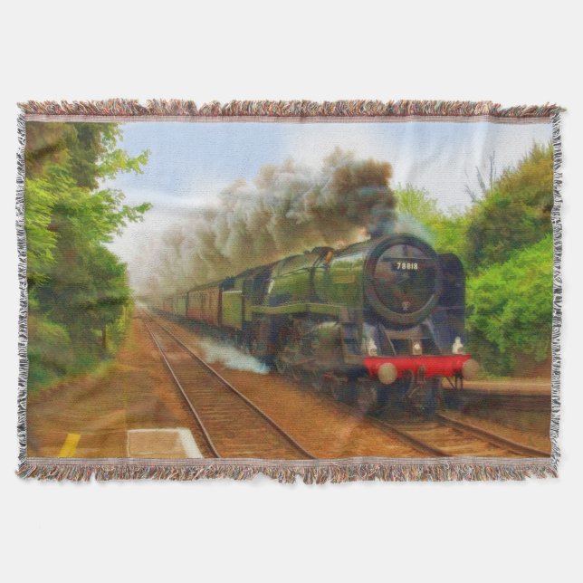 Railway Steam Locomotive - Trainspotters Art IV Throw Blanket (Front)
