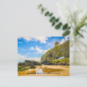 Railway Through the Sands of Downhill Beach Holiday Postcard
