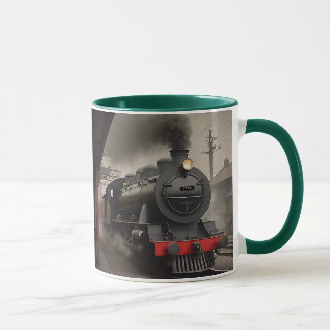 Railway Train Engine at Station Mug (Right)