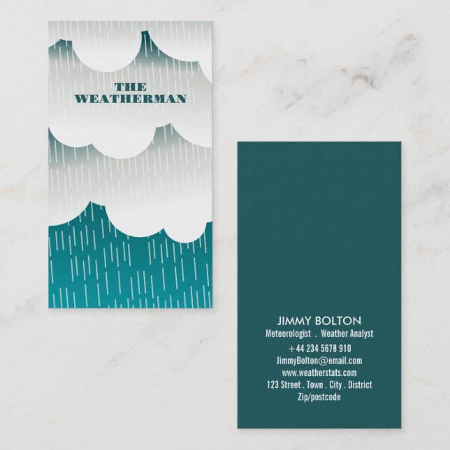 Rain and Clouds Design, Meteorologist Business Card (Front/Back)