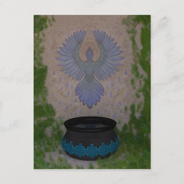 Rain Bird Mixed Media Art Postcard (Front)