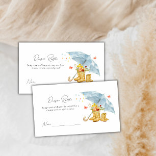 Rain Boots Umbrella Diaper Raffle Baby Shower  Enclosure Card