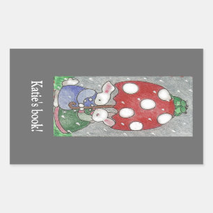 Rain Bunnies bookplate Rectangular Sticker