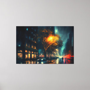 Rain City, Digital Modern Canvas Print