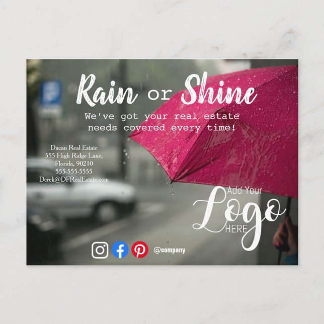 Rain clients referral real estate marketing sell p postcard (Front)