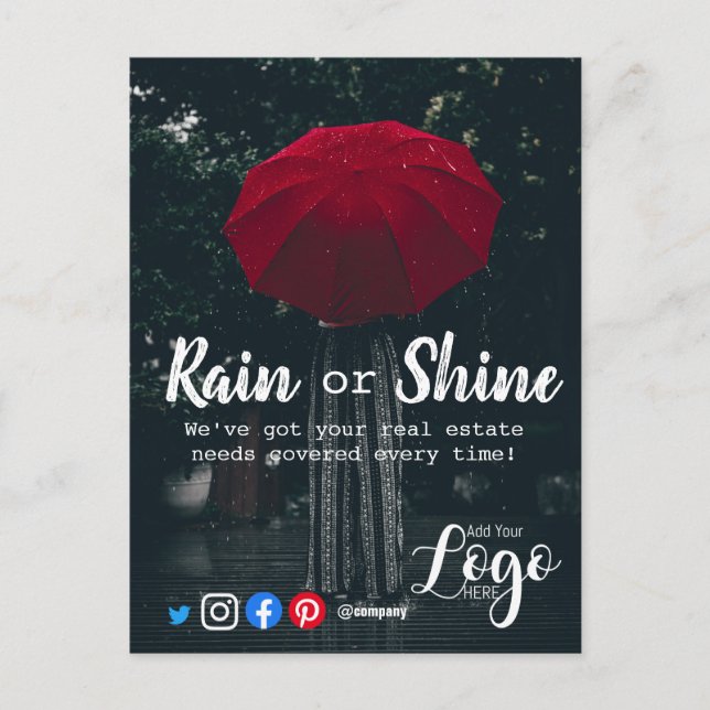 Rain clients referral real estate marketing sell p postcard (Front)