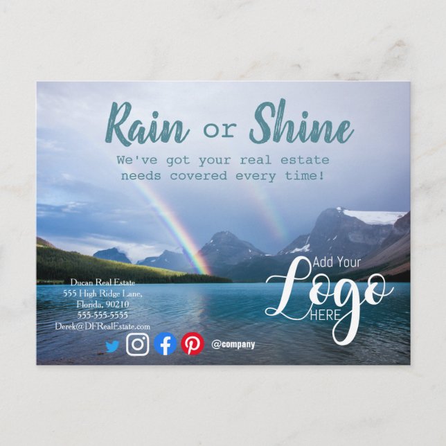 Rain clients referral real estate marketing sell p postcard (Front)