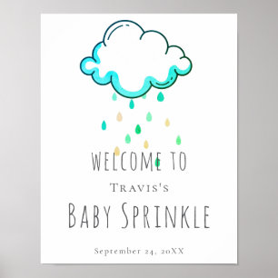 Rain Cloud Baby Boy Shower Sign