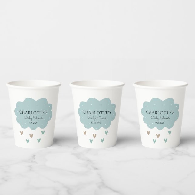 Rain Cloud Baby Shower Blue  Paper Cups (Multi)