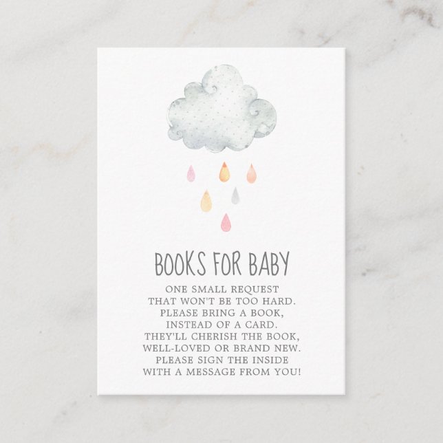 Rain Cloud Books for Baby Girl Enclosure Card (Front)