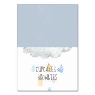 Rain Cloud Boy Baby Shower Buffet Food Labels Table Number