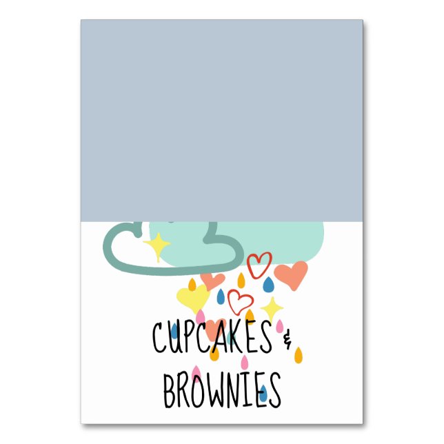 Rain Cloud Boy Baby Shower Table Cards (Front)