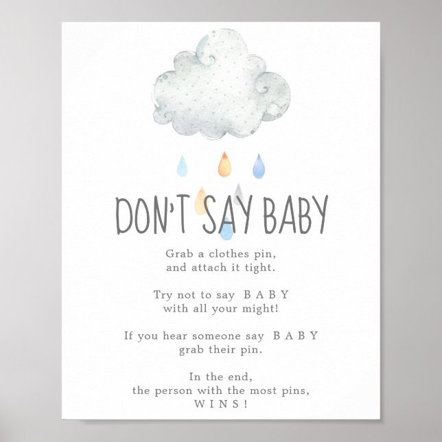 Rain Cloud Boy Don't Say Baby Game Sign (Front)