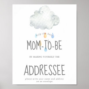 Rain Cloud Boy Shower Address an Envelope Sign