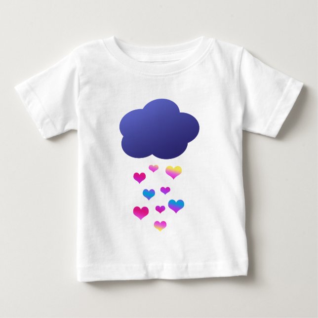 Rain Cloud & Falling Hearts Baby T-Shirt (Front)