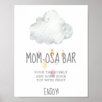 Rain Cloud Girl Baby Shower Mom-osa Bar Sign