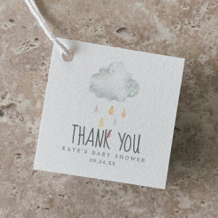 Rain Cloud Girl Baby Shower Thank You Favour Tags