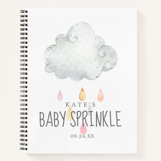Rain Cloud Girl Baby Sprinkle Gift List Notebook (Front)