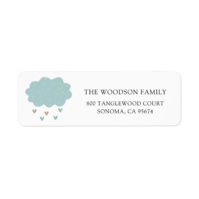 Rain Cloud Rain Drops Baby Shower Return Address (Front)